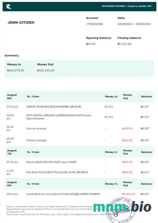 Wyciąg z banku Myanmar Yoma Excel i szablon PDF